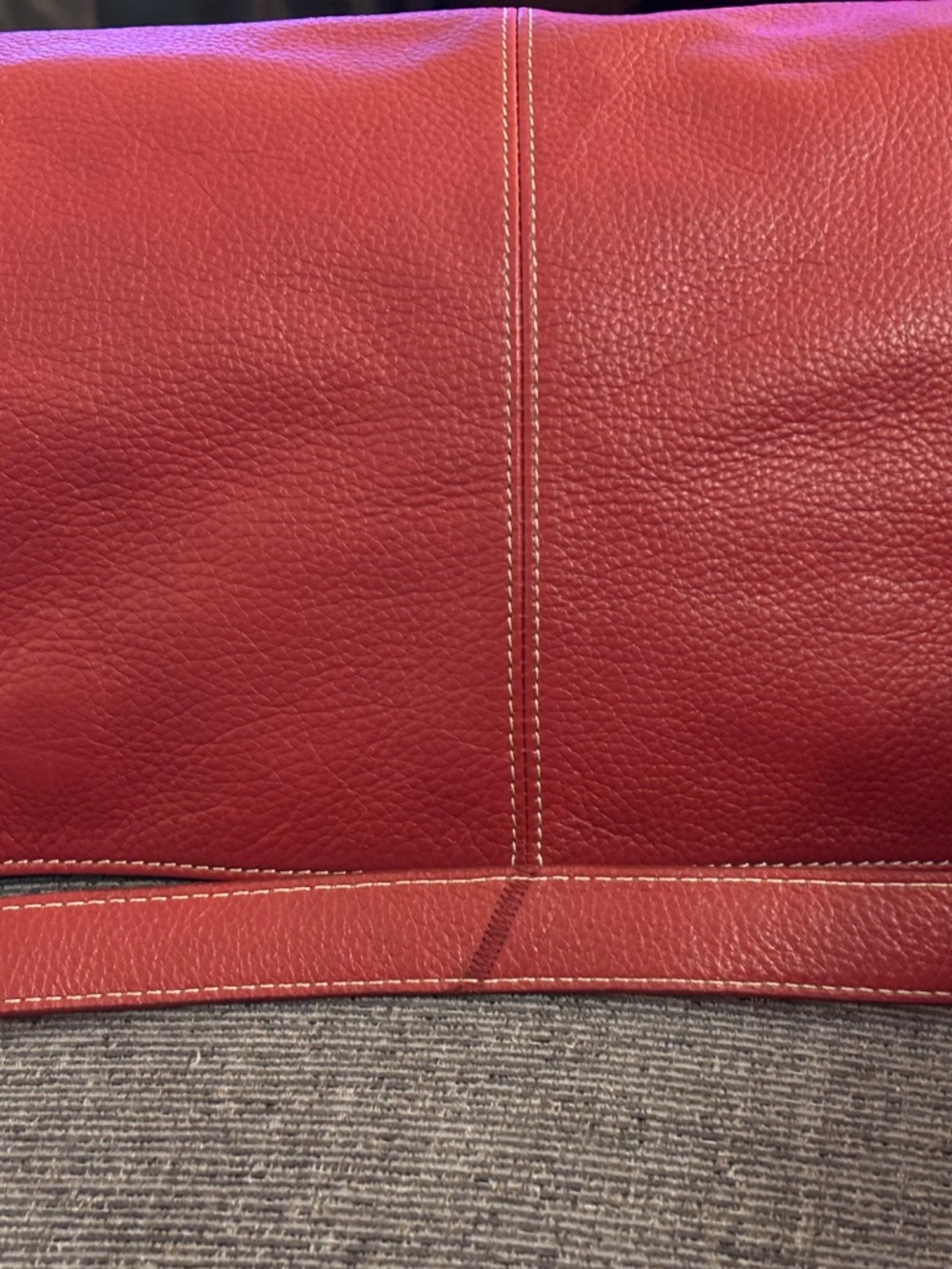 Tignanello Cognac Red Genuine Pebbled Leather Messenger Shoulder Crossbody Bag - Picture 5 of 16